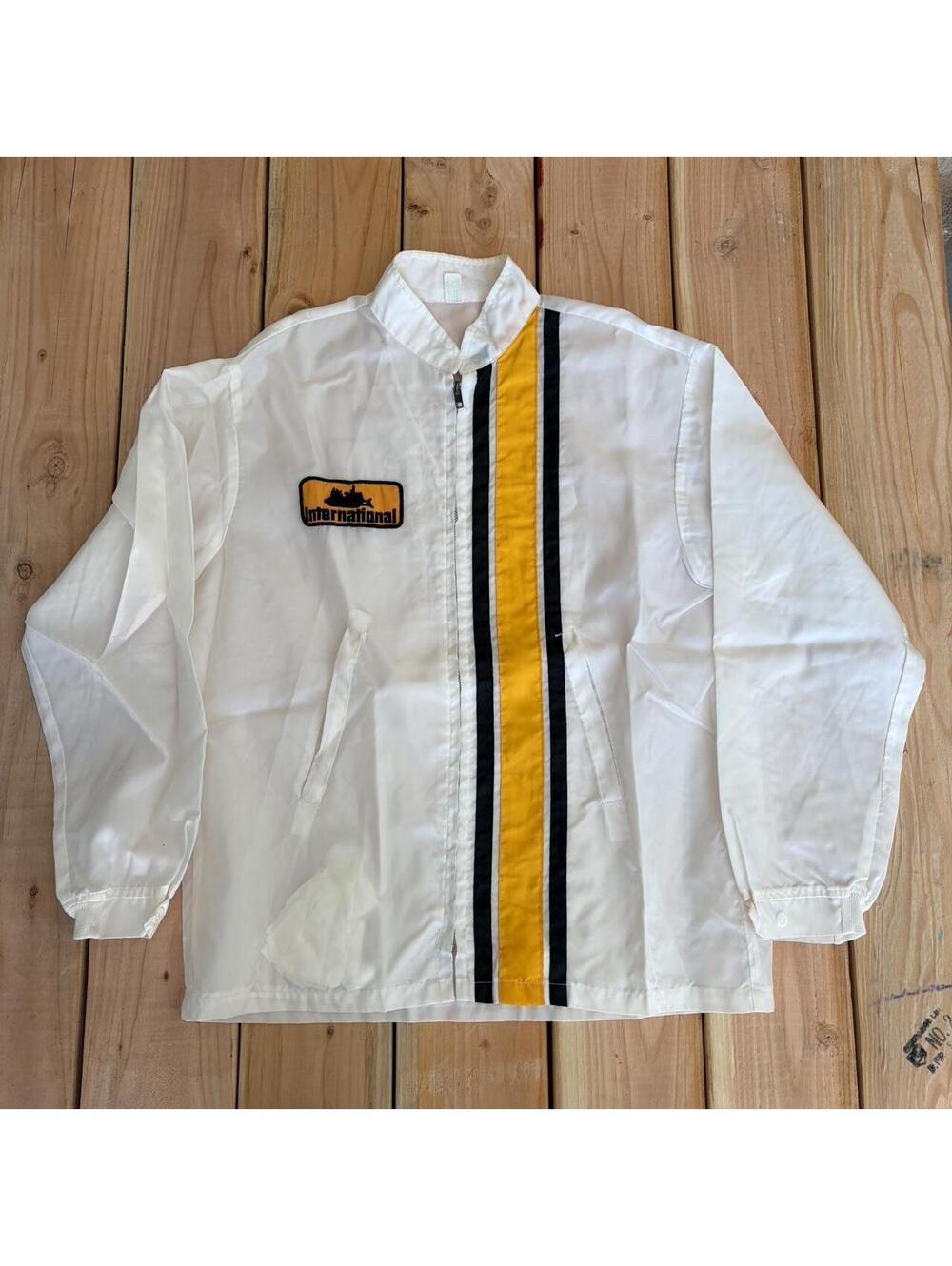70s International Raceway windbreaker jacket white yellow